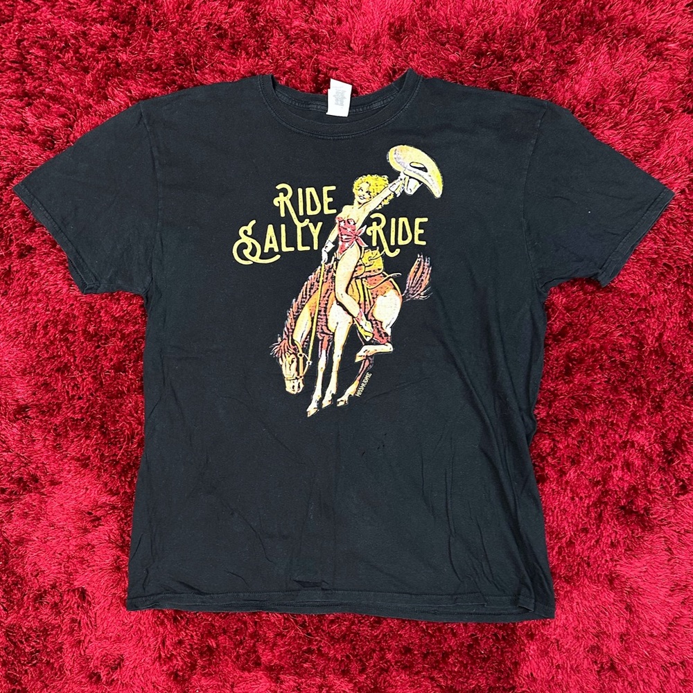Missmudpie Ride Sally Ride Art Shirt Xl Cowboy Cowgirl Rodeo Retro